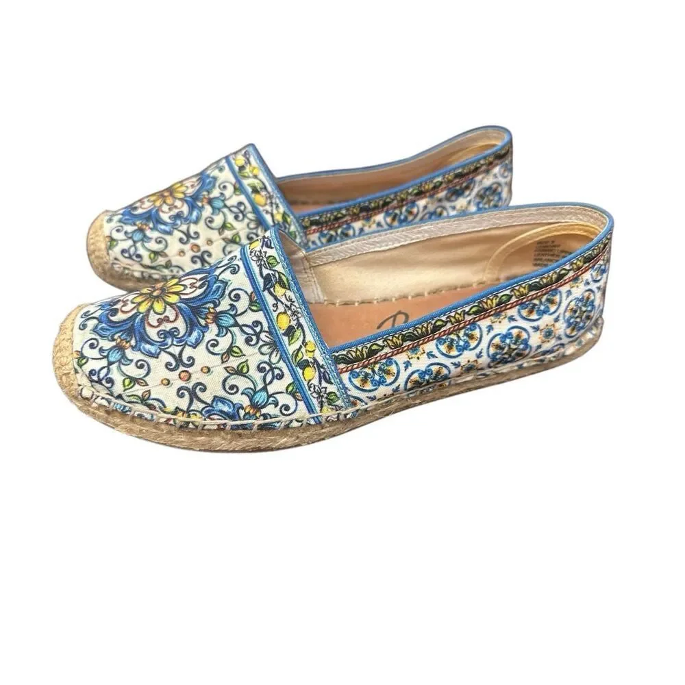 Brighton Lemony Loafers Shoes Espadrille Flower Floral Flats Size: 8